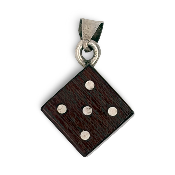 Rosewood and Sterling Dice Pendant