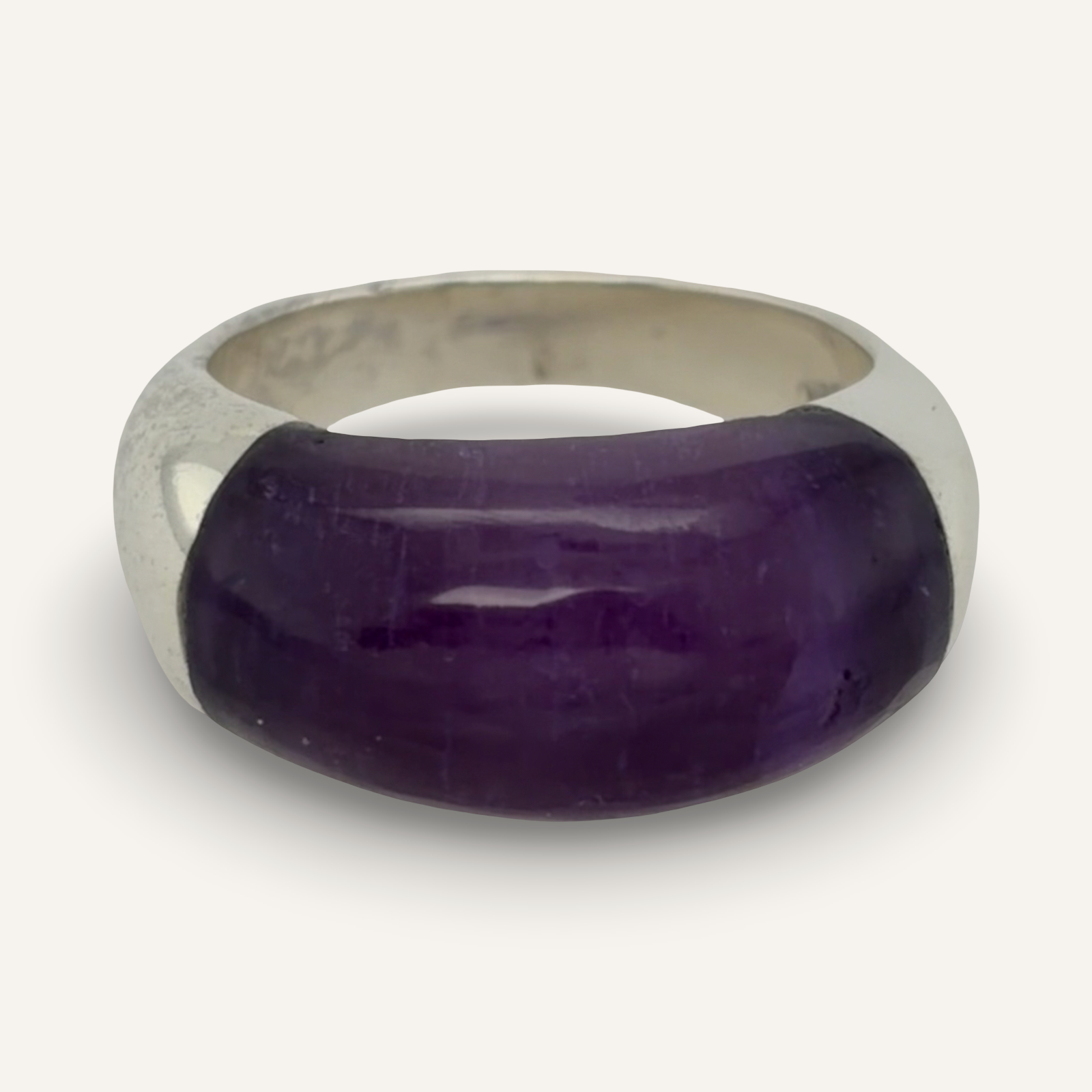 Amethyst and Sterling Dome Ring
