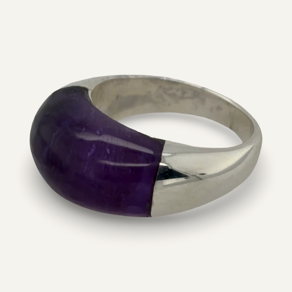 Amethyst and Sterling Dome Ring