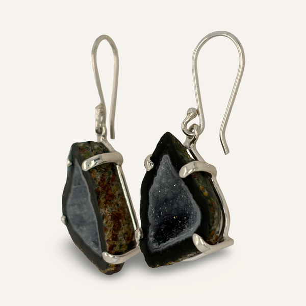 Geode and Sterling Earrings