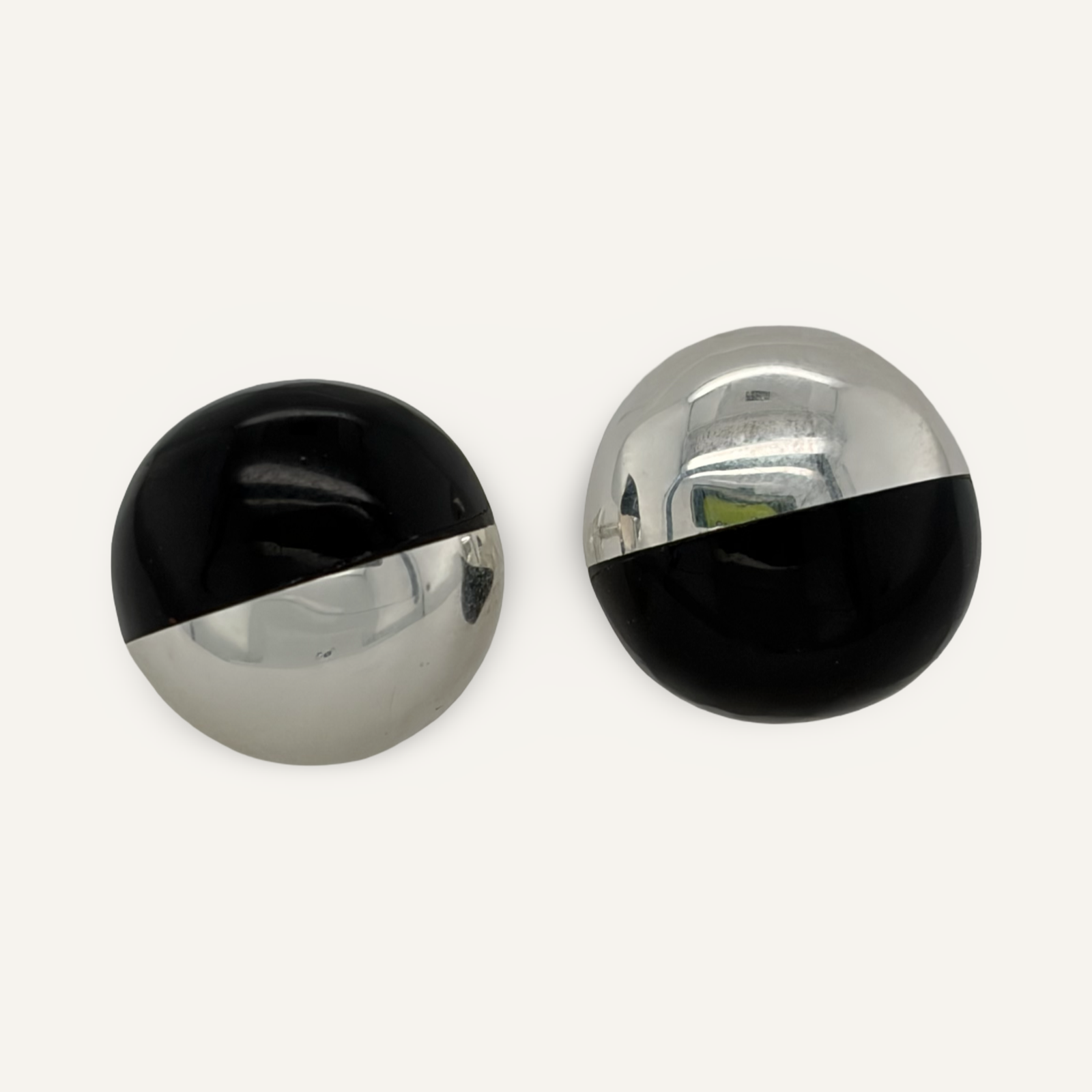 Onyx and Sterling 1/2 and 1/2 Studs