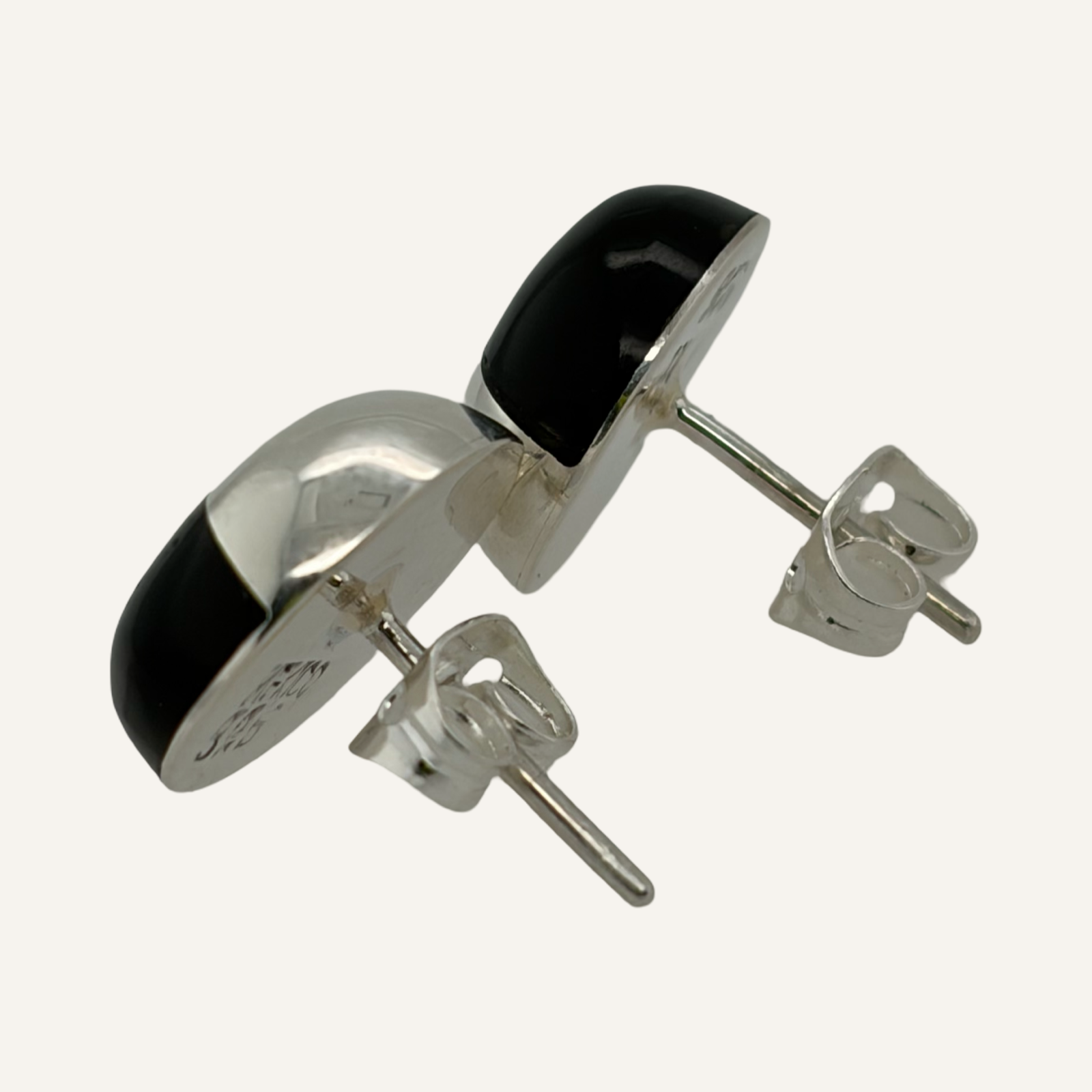 Onyx and Sterling 1/2 and 1/2 Studs