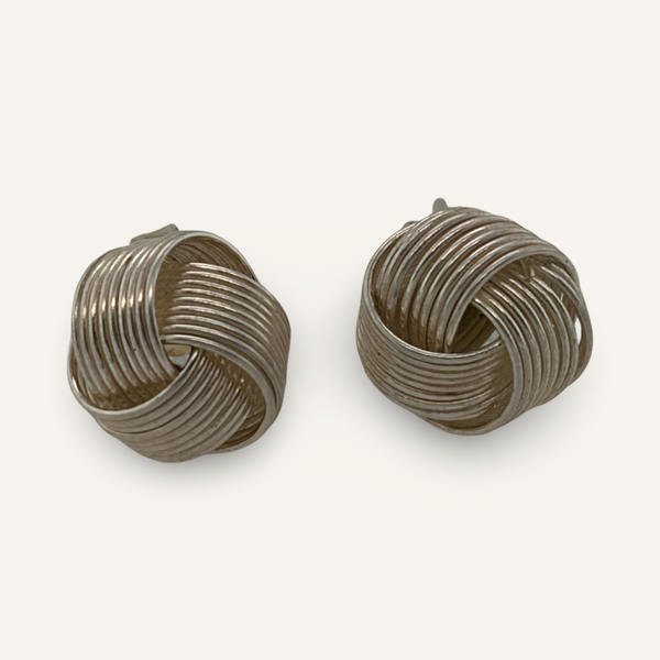 Woven Sterling Knot Post Earrings