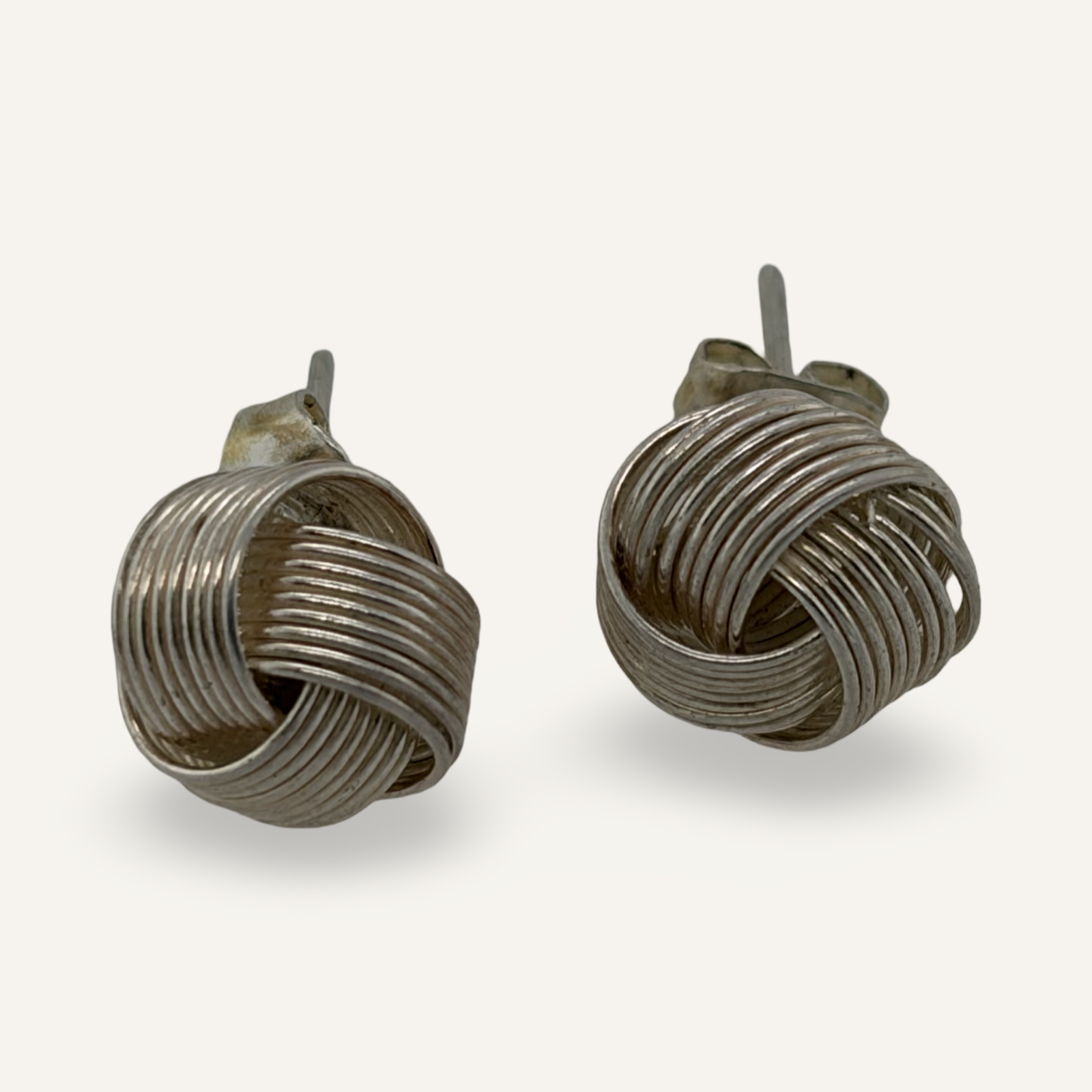 Woven Sterling Knot Post Earrings