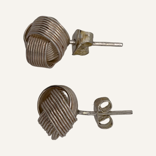 Woven Sterling Knot Post Earrings