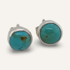 Small Turquoise Cabochon Sterling Stud Earrings