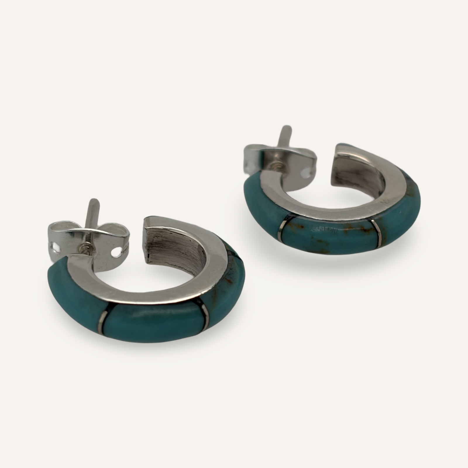 Turquoise and Sterling Hoops