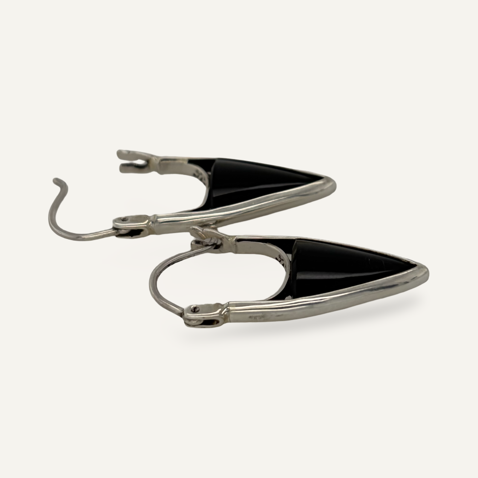 Modern Onyx Point Sterling Earrings by Guillermo Arregui