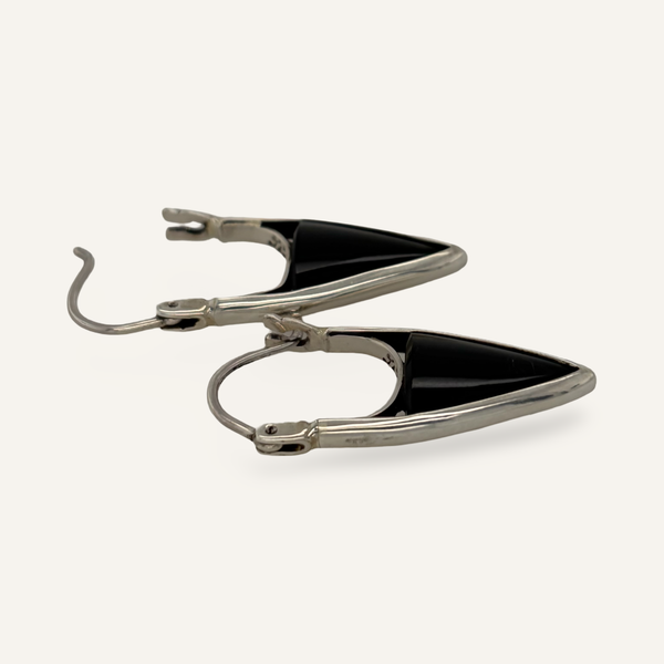 Modern Onyx Point Sterling Earrings by Guillermo Arregui