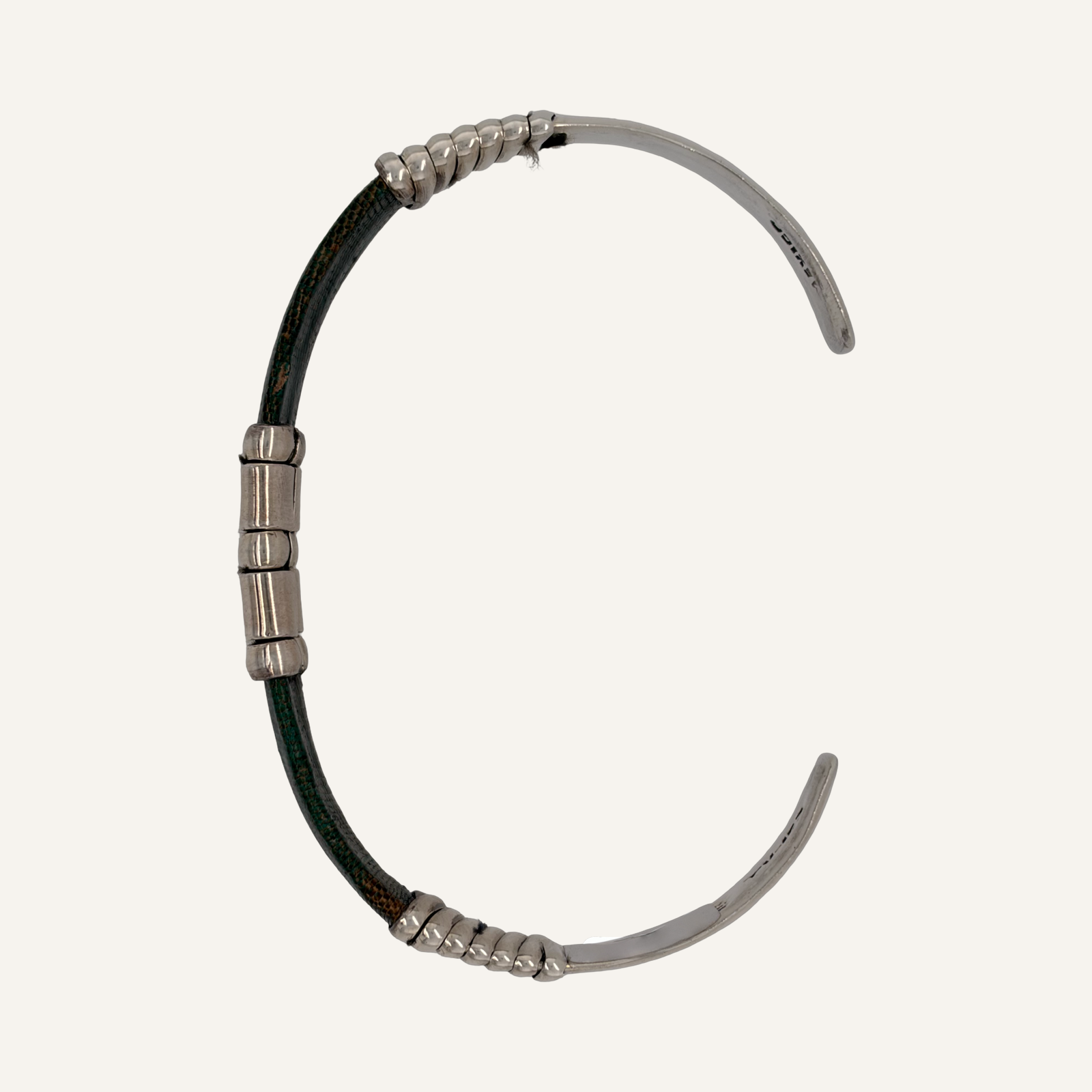 Sterling and Iguana Skin Leather Bracelet