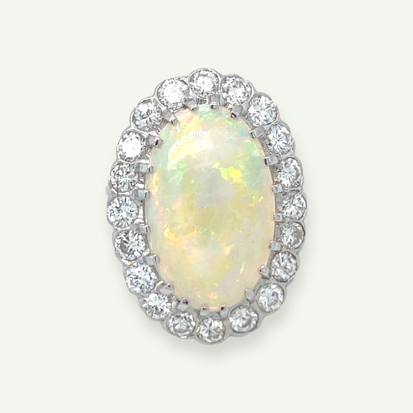 Opal with Diamond Halo ring