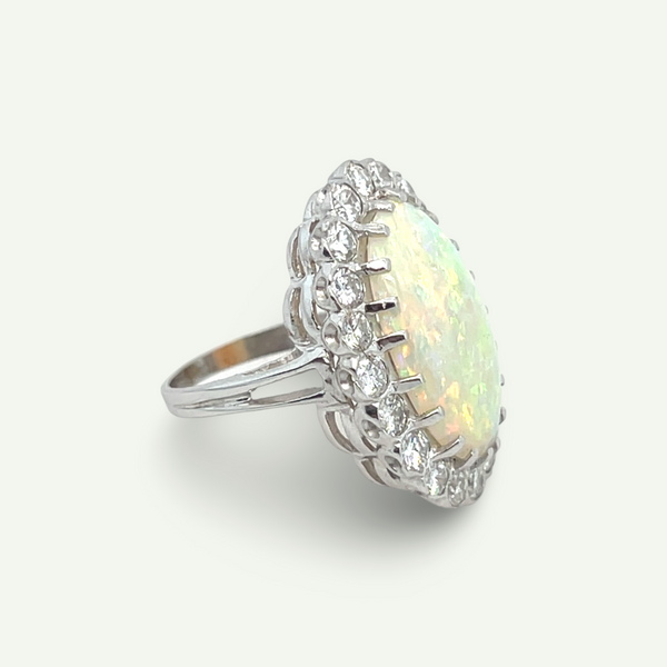 Opal with Diamond Halo ring