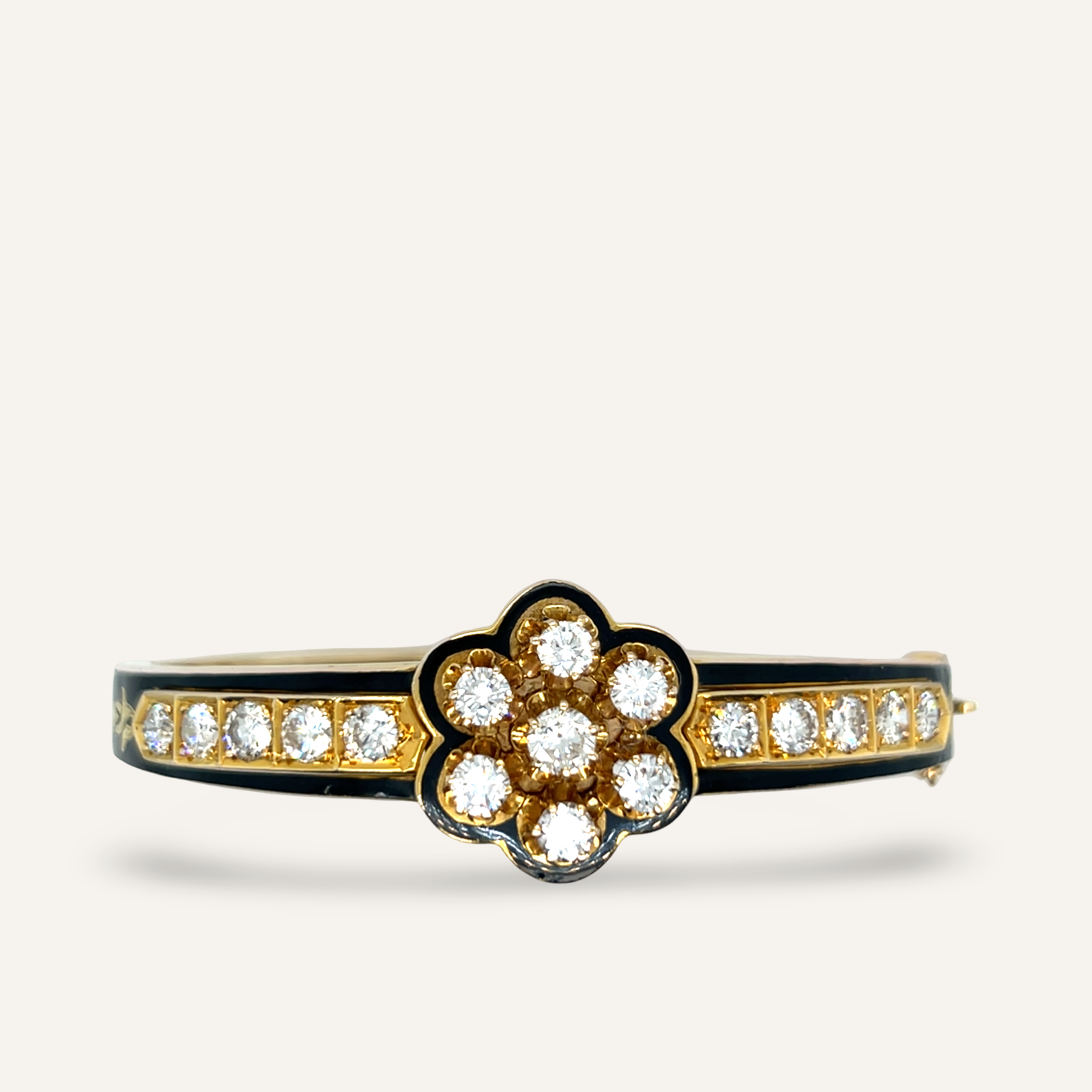 14k Yellow Gold Victorian Diamond and Enamel bracelet