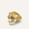 18k Yellow Gold Lavender Jade Diamond and Amethyst Ring