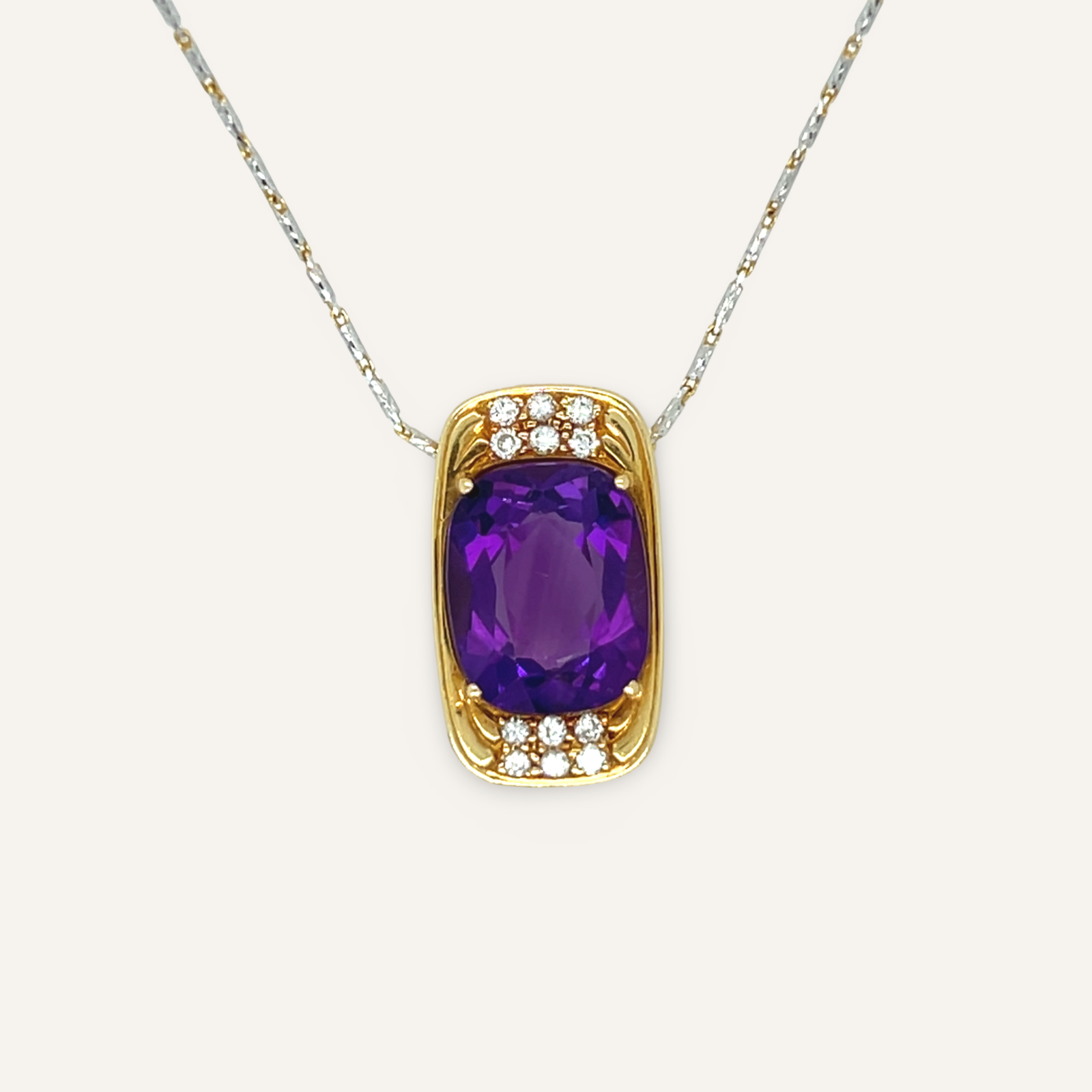 Modernist Amethyst and Diamond Necklace