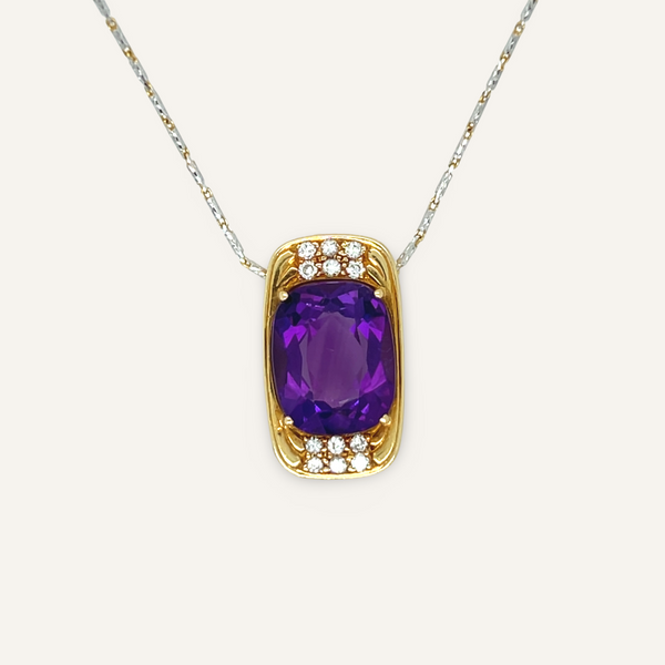 Modernist Amethyst and Diamond Necklace
