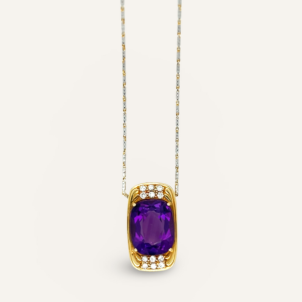 Modernist Amethyst and Diamond Necklace