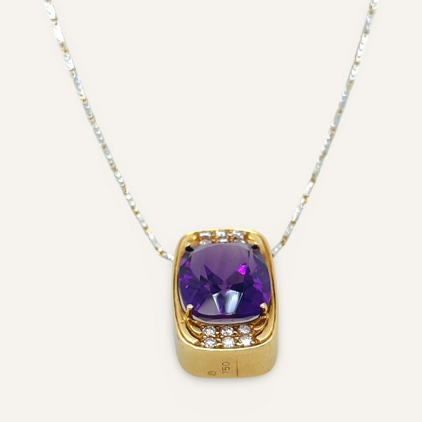 Modernist Amethyst and Diamond Necklace