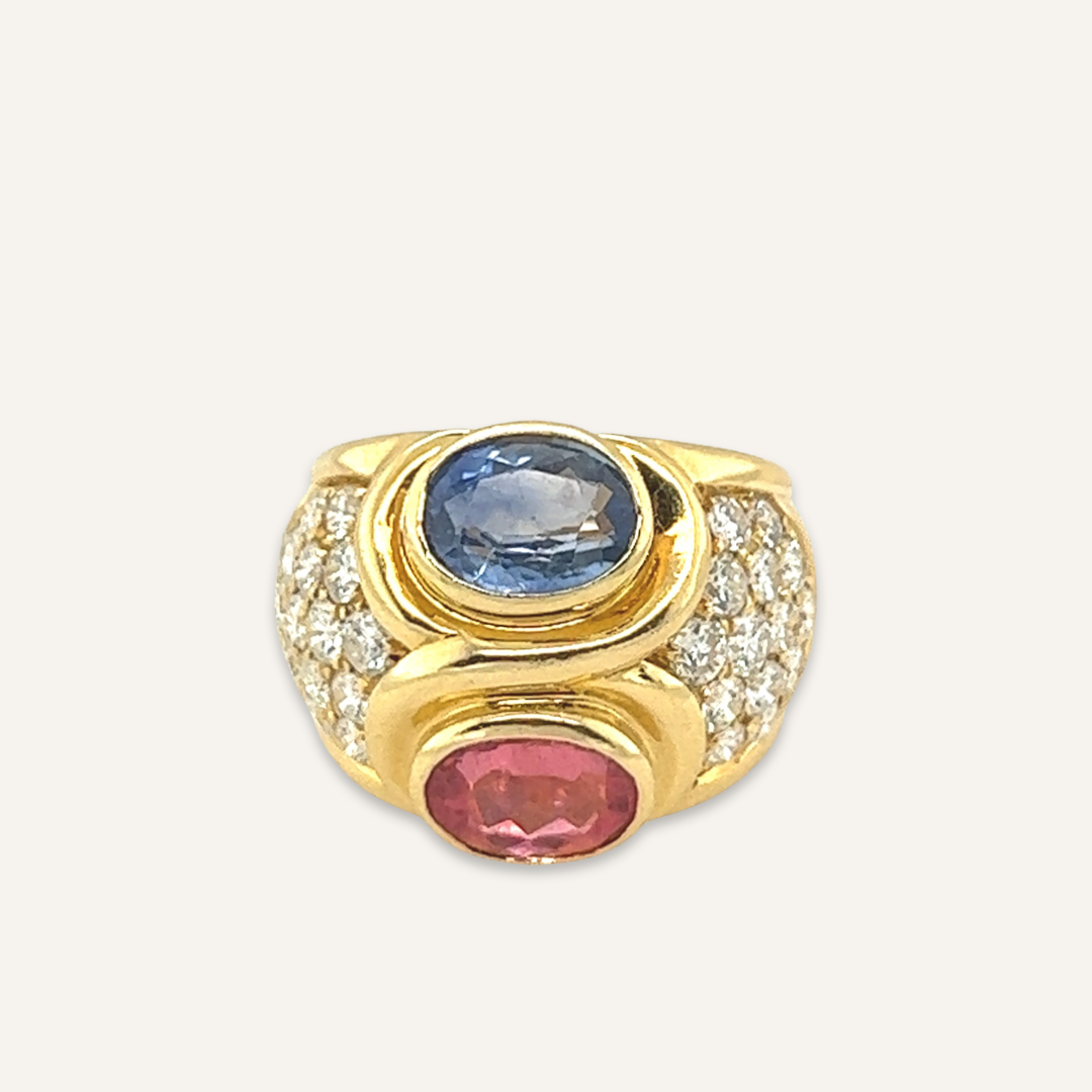 Bvlgari Pink and Blue Sapphire Ring