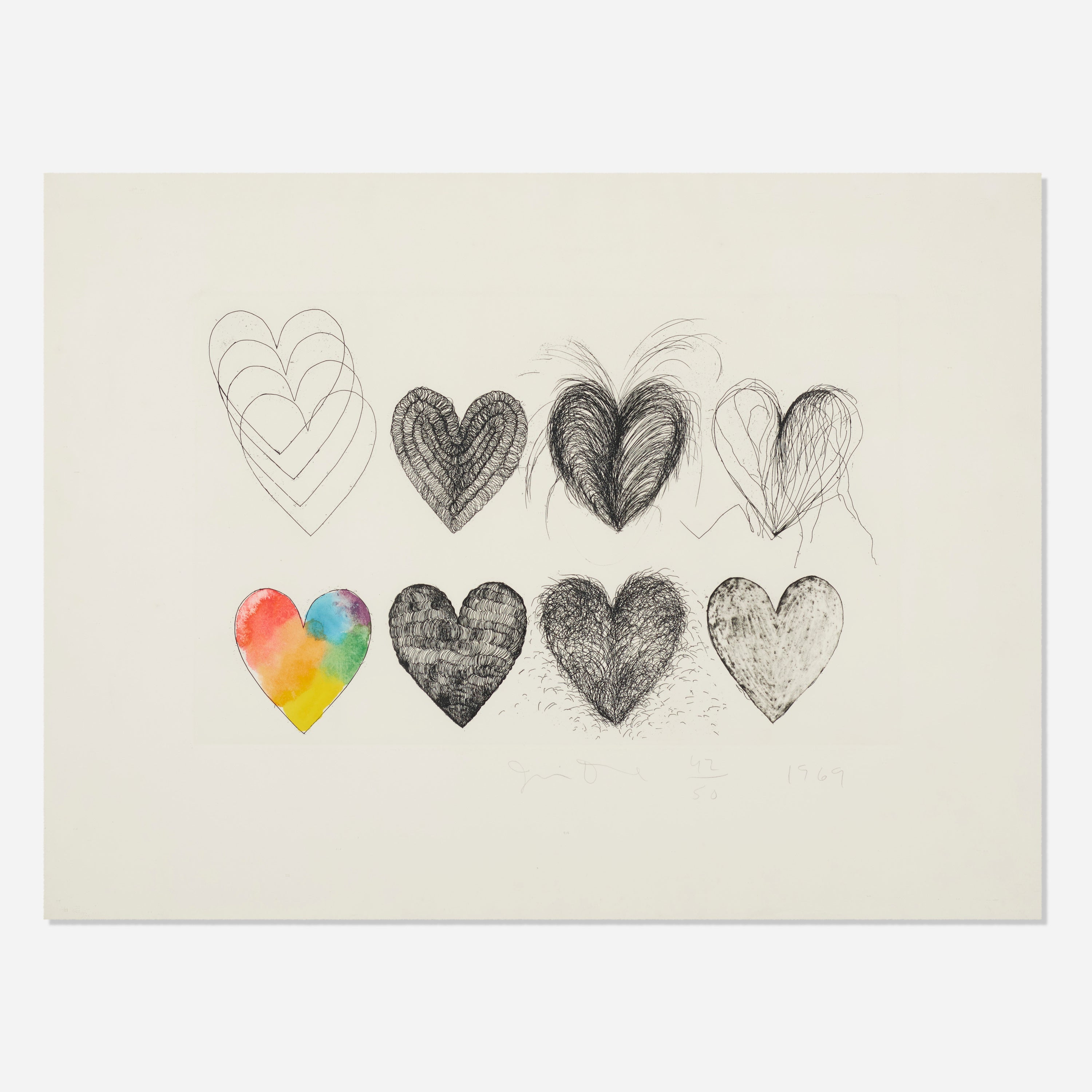 Jim Dine, Hearts and a Watercolor, 1969