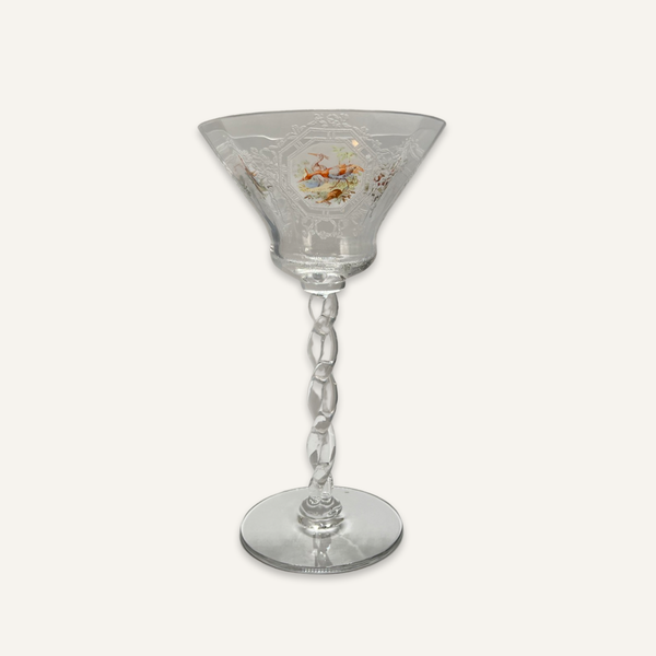 Crystal Martini Glasses with Pheasant