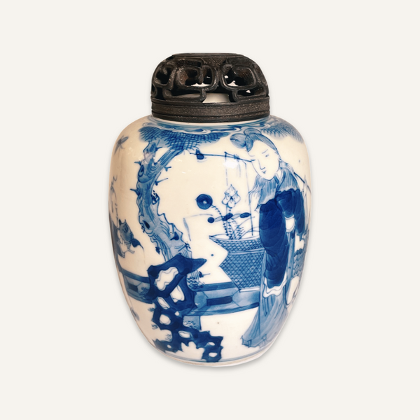 Small blue and white ginger jar