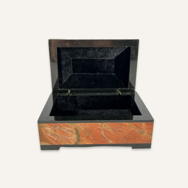 Marble Box Lined with Black Velvet Interior