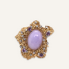 18k Yellow Gold Lavender Jade Diamond and Amethyst Ring