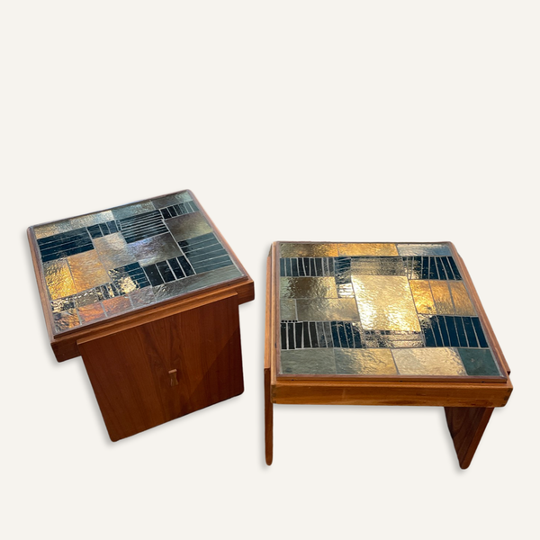 Brown Saltman Mosaic Side Tables