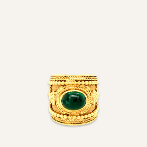 18k Yellow Gold Emerald Cigar Band Ring