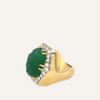 14K Yellow Gold, Carved Emerald, and Diamond Cocktail Ring