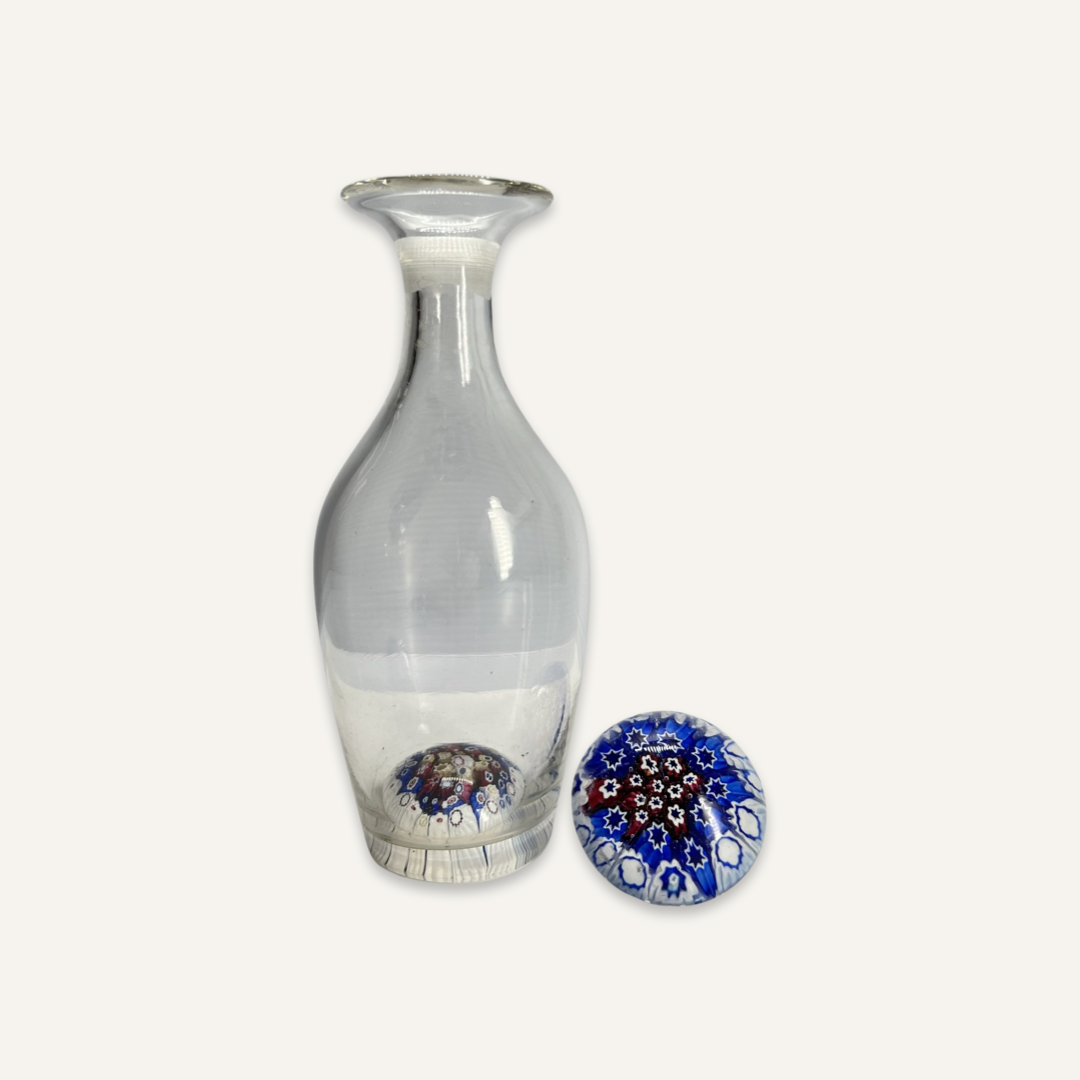 Italian Millefiore Glass Bottle with Stopper