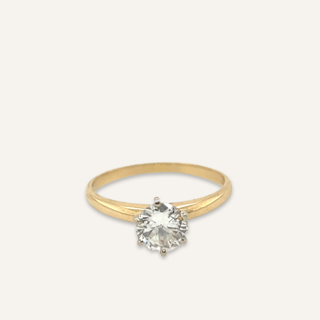 14k Yellow Gold Diamond Solitaire Ring