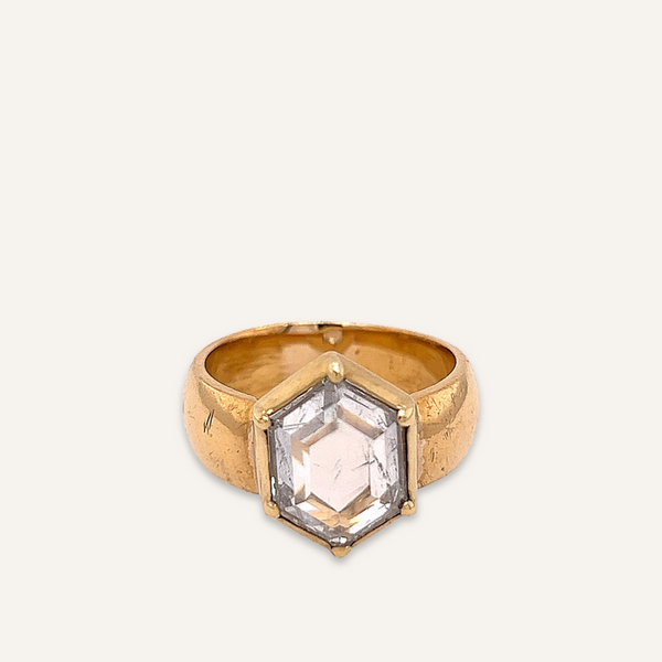 18k Yellow Gold Table Cut Diamond Engagement Ring