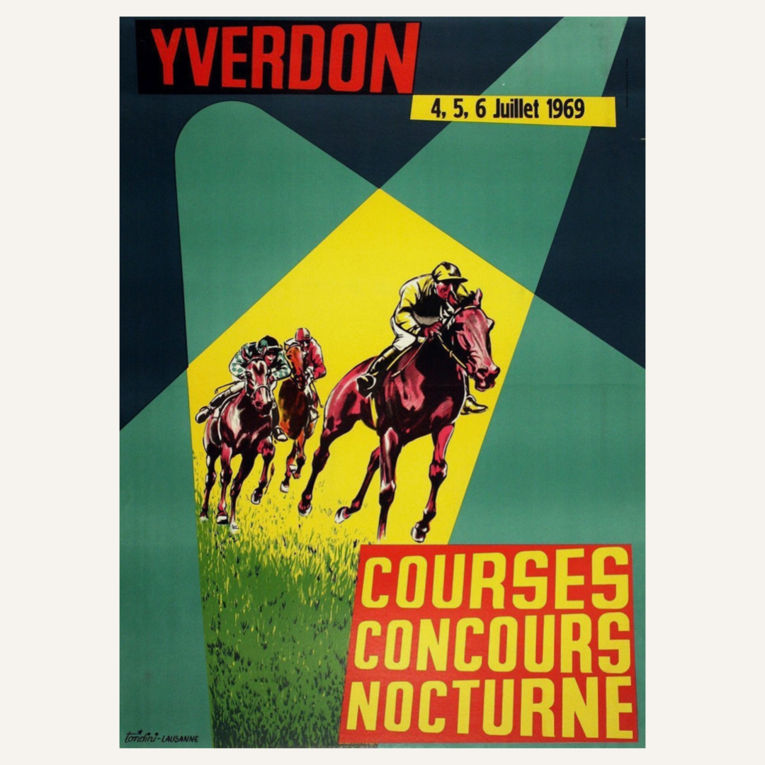 Tondini, Yverdon Courses Concours Nocturne Lithographic Poster
