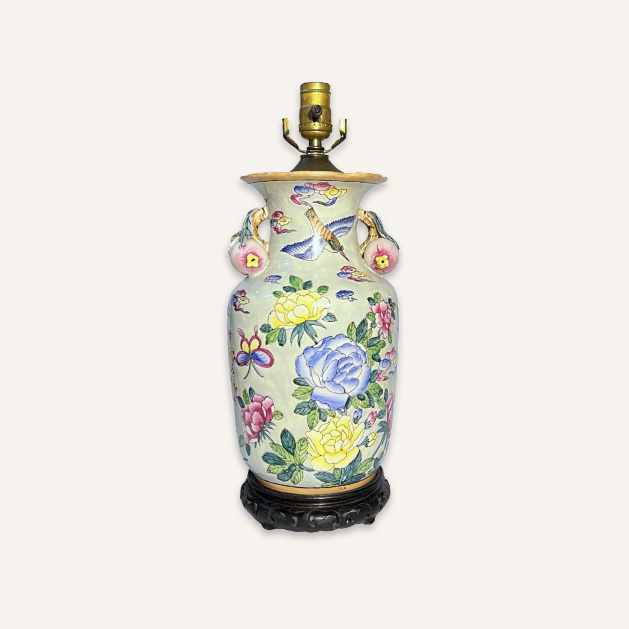 20th c. Chinese Floral Lamp