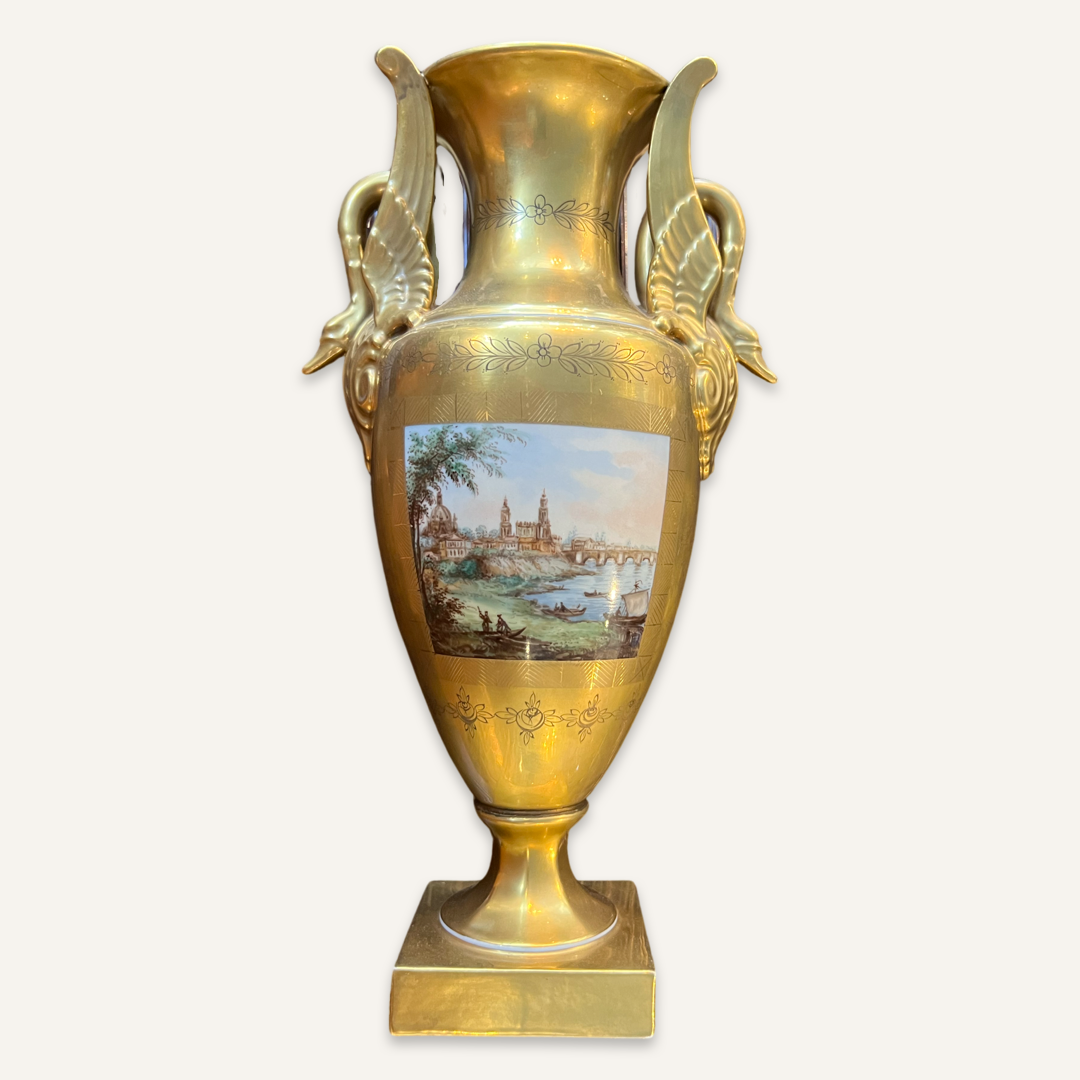 Dresden Winged Urn with Swan