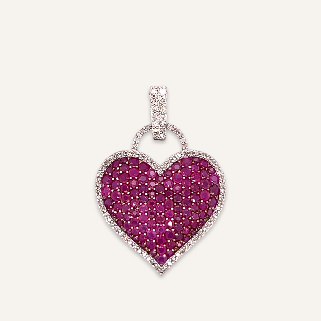 Ruby and Diamond Heart Pendant
