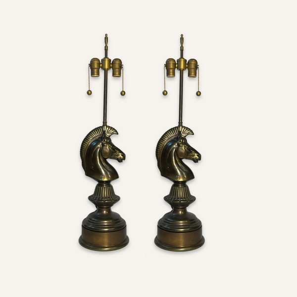 Pair of Hollywood Regency Horse Bust Lamps