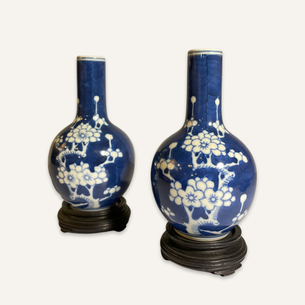 Pair of Chinese Blue and White Gourd Vases